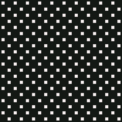 Polka dot squares. Vector white squares and black background. Seamless squares pattern.