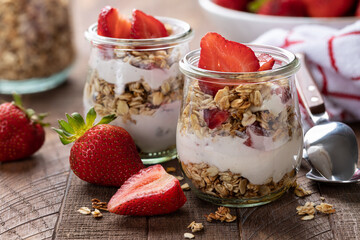 Granola Parfait With Strawberry Yogurt