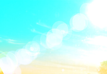 Fototapeta na wymiar Summer Holiday Concept: Abstract Blurred Light Beach with Autumn Sky Sky Background