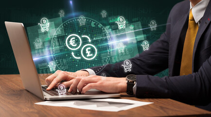 business hand working in stock market