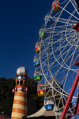 Ferris wheel carriages at an amusement park Sydney Australia