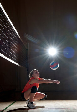 teenage girl at volleyball practise in the Netherlands