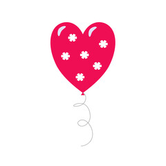 Balloon heart. Vector illustration isolated on white background.