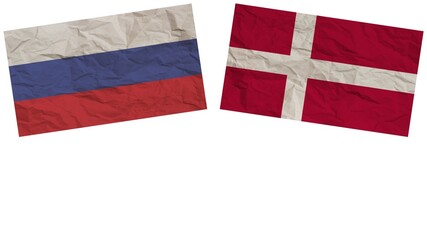 Denmark and Russia Flags Together Paper Texture Effect Illustration