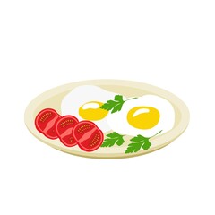 Delicious healthy breakfast scrambled eggs and tomatoes on a plate