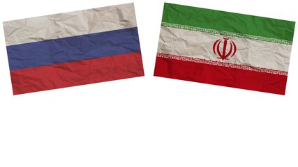 Iran and Russia Flags Together Paper Texture Effect Illustration