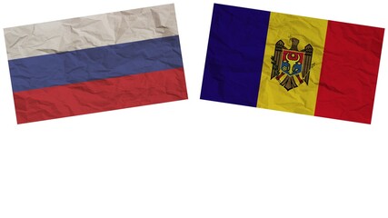 Moldova and Russia Flags Together Paper Texture Effect Illustration