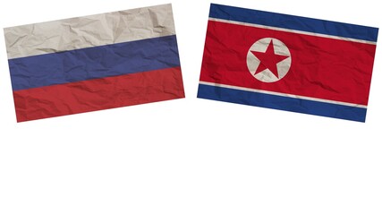 North Korea and Russia Flags Together Paper Texture Effect Illustration
