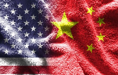 It combines the American flag and the Chinese flag, telling the concept of communication and...