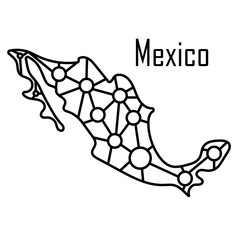 Mexico map icon, vector illustration in black isolated on white background.