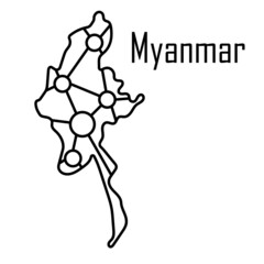 Myanmar map icon, vector illustration in black isolated on white background.