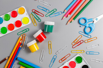 Back to school concept with school supplies.