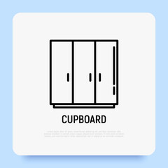 Cupboard, wardrobe, closet thin line icon. Clothing storage. Modern vector illustration of furniture, element of interior.