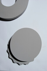 Gray geometric figures on white background