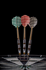 Three darts triple 20. 180 points on Dartboard.