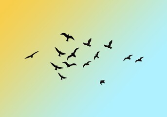 Flying birds silhouettes. Wallpaper, background design