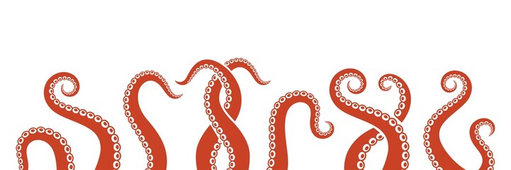 Octopus tentacles. Isolated octopus tentacles on white background - obrazy, fototapety, plakaty