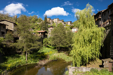 Rupit medieval village in Catalonia in spring, Spain
