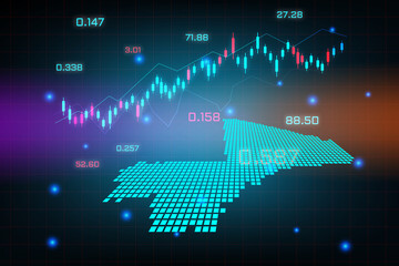 Stock market background or forex trading business graph chart for financial investment concept of Mali map. business idea and technology innovation design.