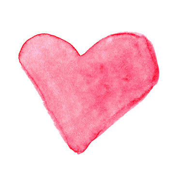 heart shape watercolor hand drawn, heart pink for media children kids clip art concept