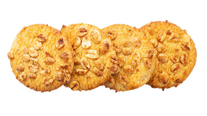 Peanut cookie, isolated on white background, full depth of field. File contains clipping path.