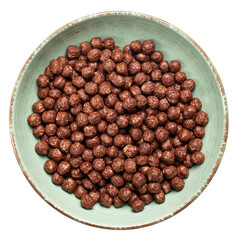 Chocolate balls isolated on a white background. Quick breakfast. High quality photo, full depth of field. File contains clipping path.