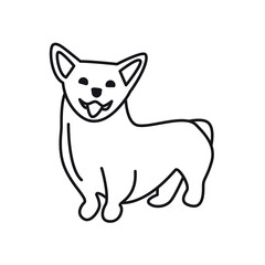 Sweet corgi isolated vector illustration. Dog doodle outline icon.
