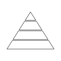 Pyramid line icon for infographics. Triangle outline with 4 levels. Hierarchy design graphic element. Vector isolated on white
