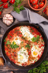 chakchouka- fried egg with tomato sauce and bell pepper