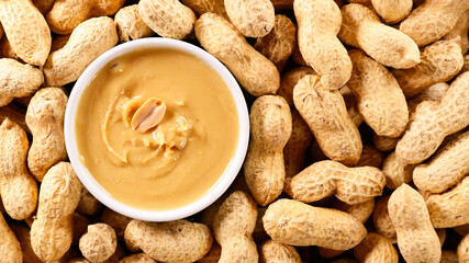 peanut butter in bowl - top view