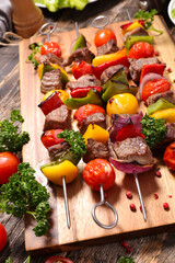 beef skewer barbecue on board