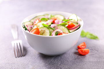 fresh cucumber salad in bowl