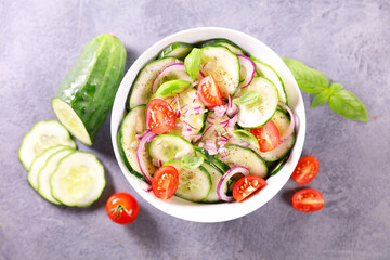 fresh cucumber salad in bowl