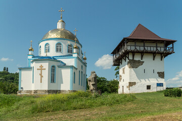 Fototapeta na wymiar Summer day view of Busha state Historical and Cultural Reserve, located in Busha village on Podillya, Vinnytsa region, Ukraine, 2021.