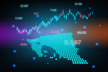 Stock market background or forex trading business graph chart for financial investment concept of Nicaragua map. business idea and technology innovation design.