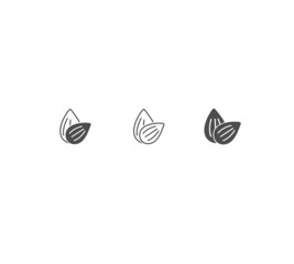 Almond icon. Nut vector illustration isolated on white background.