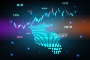 Stock market background or forex trading business graph chart for financial investment concept of Peru map. business idea and technology innovation design.