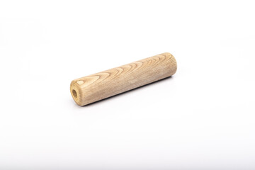 wooden rolling pin on white background