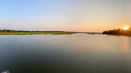 sunset over the river