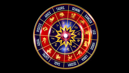 3D rendering Zodiac Wheel universe colorful backdrop loops. Use them to enhance any astrology video presentation or motion graphics project.
