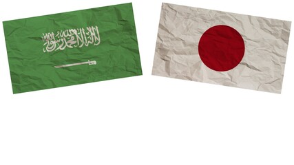 Japan and Saudi Arabia Flags Together Paper Texture Effect Illustration