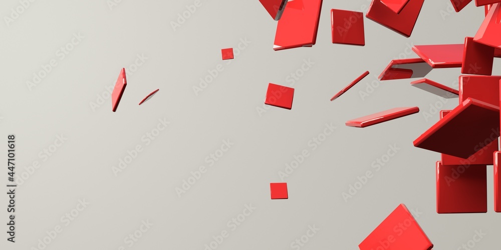 Poster 3d render of different size of square shapes