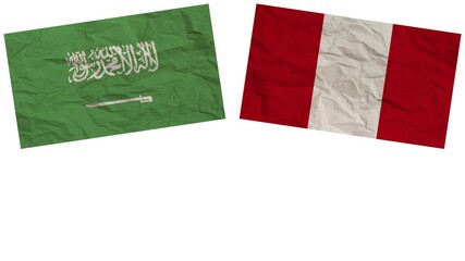 Peru and Saudi Arabia Flags Together Paper Texture Effect Illustration