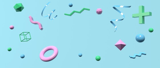 3D render of flying geometric spheres