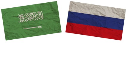 Russia and Saudi Arabia Flags Together Paper Texture Effect Illustration