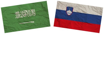 Slovenia and Saudi Arabia Flags Together Paper Texture Effect Illustration