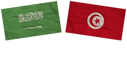 Tunisia and Saudi Arabia Flags Together Paper Texture Effect Illustration