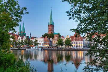 Obraz premium Lübeck, Malerviertel, Abendstimmung, Sommer, gemütlich
