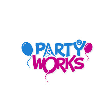 Party works Logo design. Vector illustration.