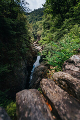 Cossogno, Verbania / Italy - June 2021: View of the waterfalls 